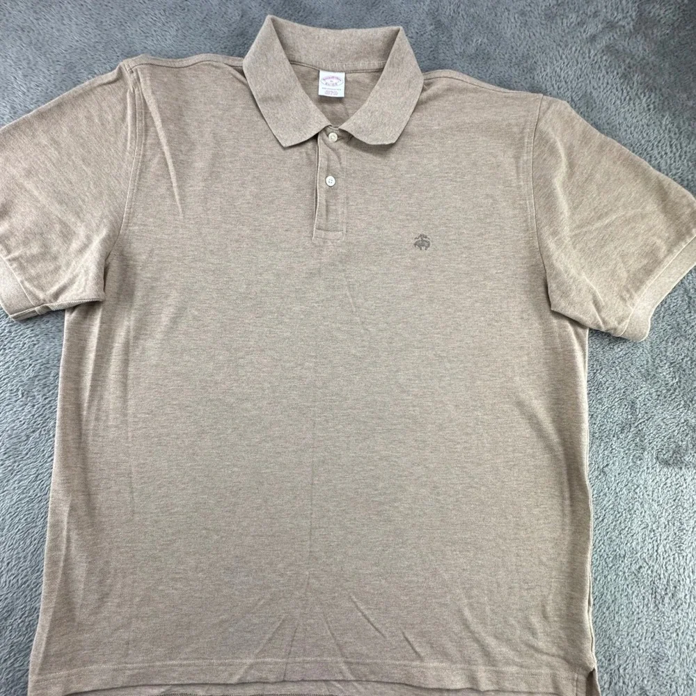 Brooks Brothers Polo Shirt Mens XL Tan Excellent Performance Cotton Original Fit